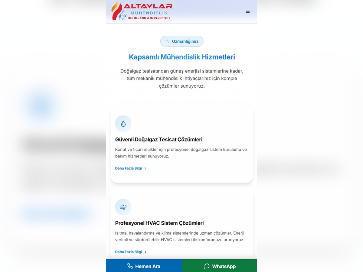 Altaylar mühendislik mobil görünüm