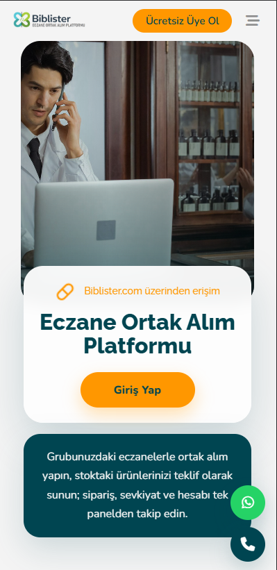 Скриншот: Biblister — B2B Eczane ve Ortak Alım Platformu