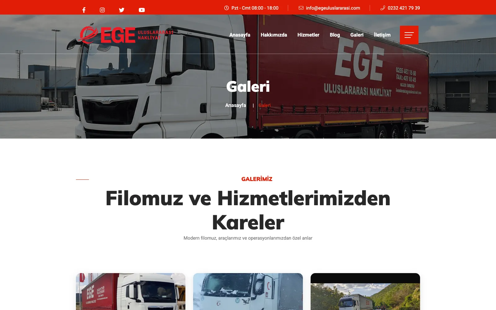 Ege Uluslararası Nakliyat galeri sayfası