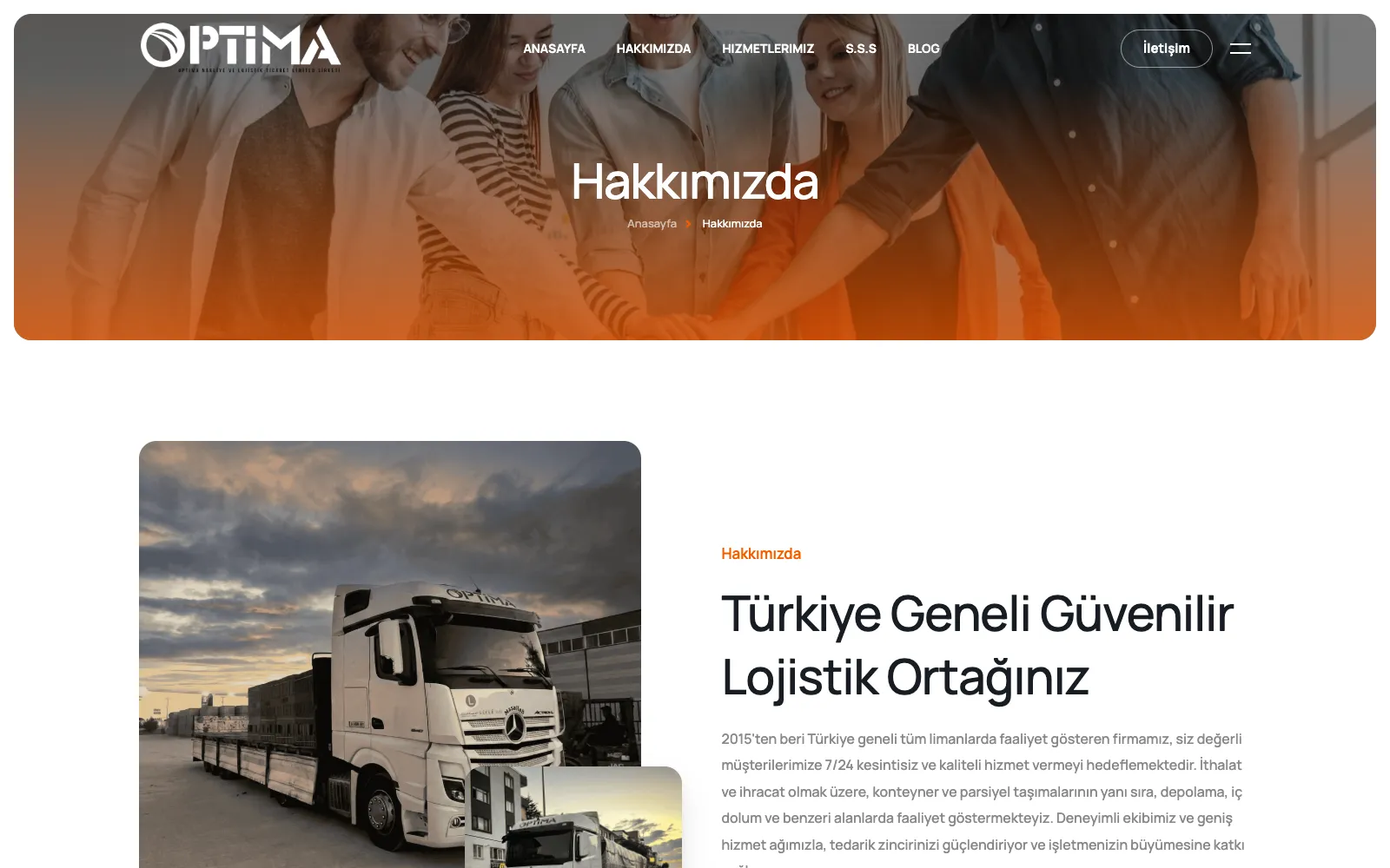 Optima Lojistik Hakkımızda sayfası