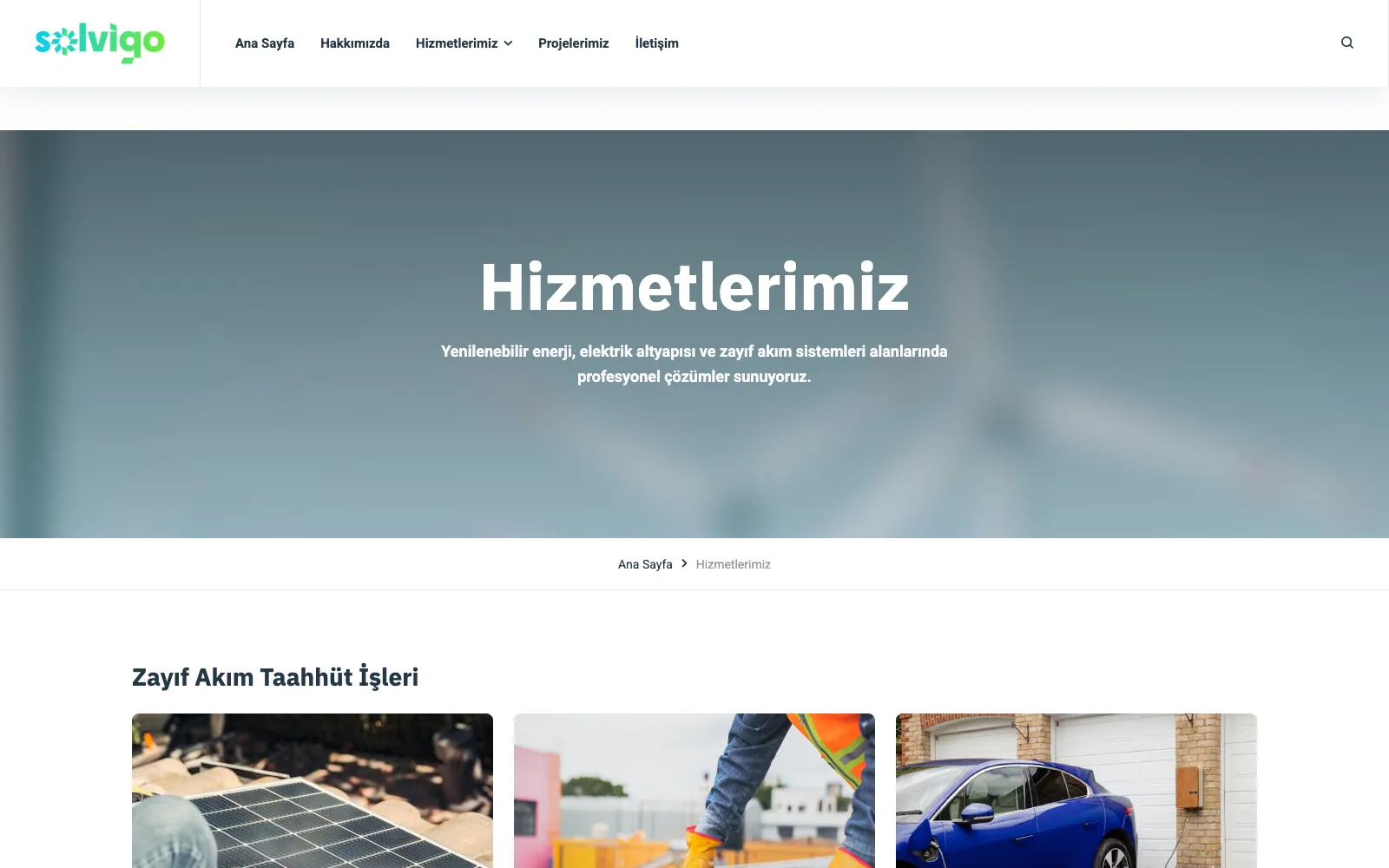 Solvigo Energy Hizmetlerimiz sayfası