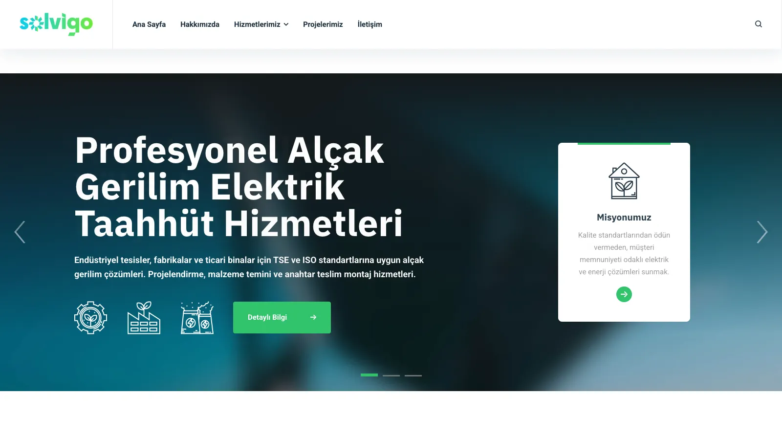 Solvigo Energy web sitesinin ana sayfası