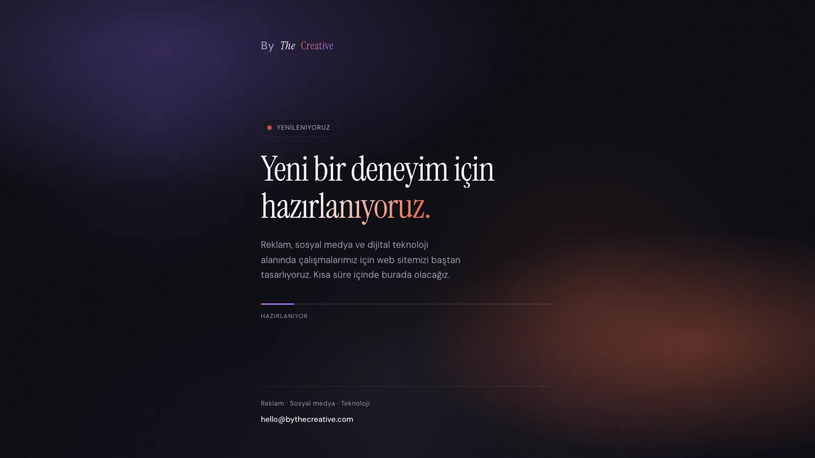 By The Creative 'Yenileniyoruz' bakım sayfası