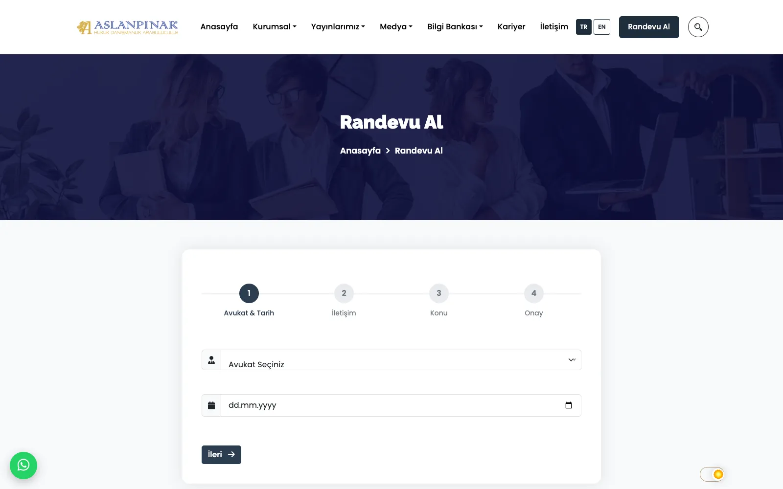 Aslanpınar Hukuk online randevu formu