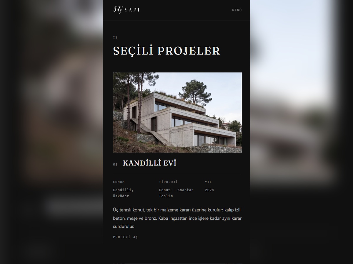 Svy yapı mobil görünüm