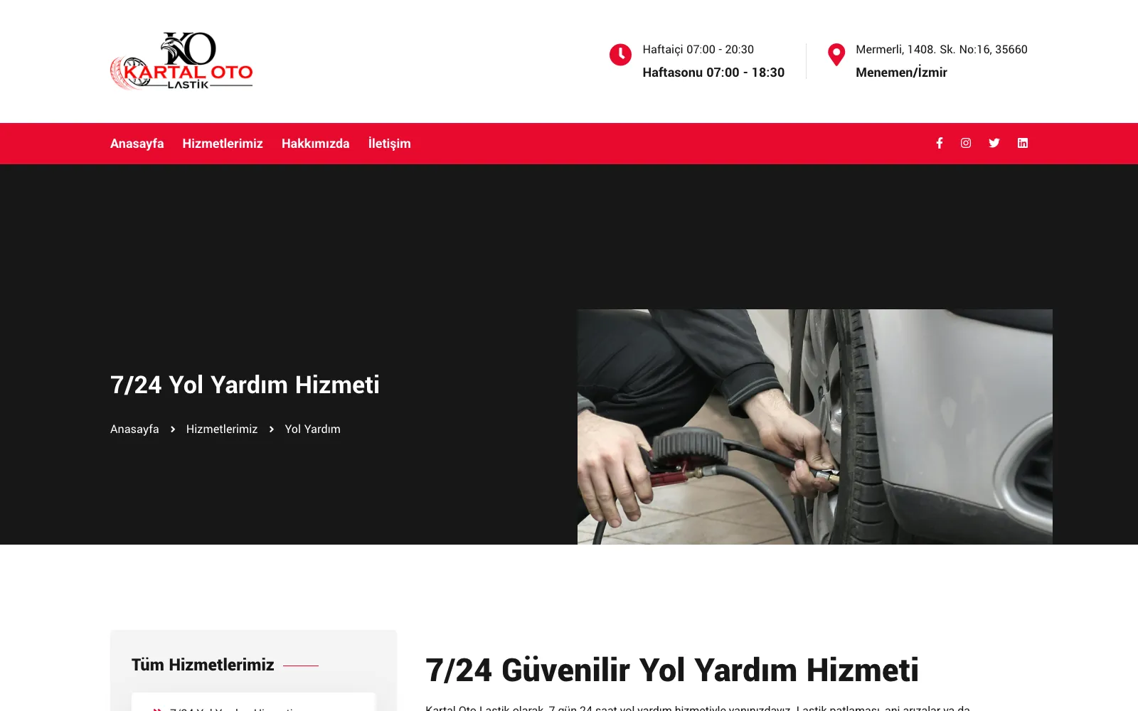 Kartal Oto Lastik 7/24 yol yardım hizmeti detay sayfası